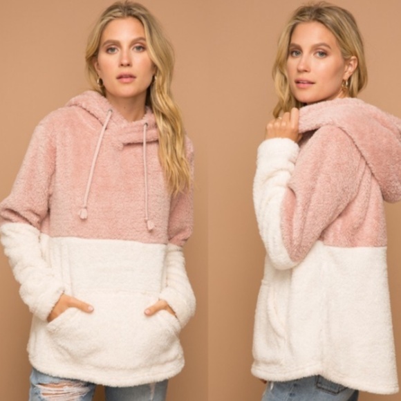 Hem & Thread Sweaters - Hem & Thread Two-Tone Pullover Mauve Fuzzy Sweater